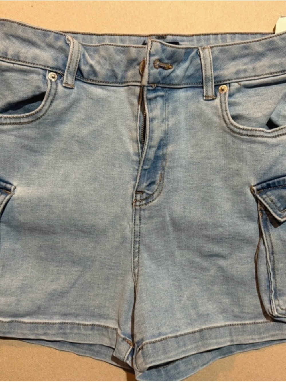 refuge Light Blue Denim Cargo Shorts